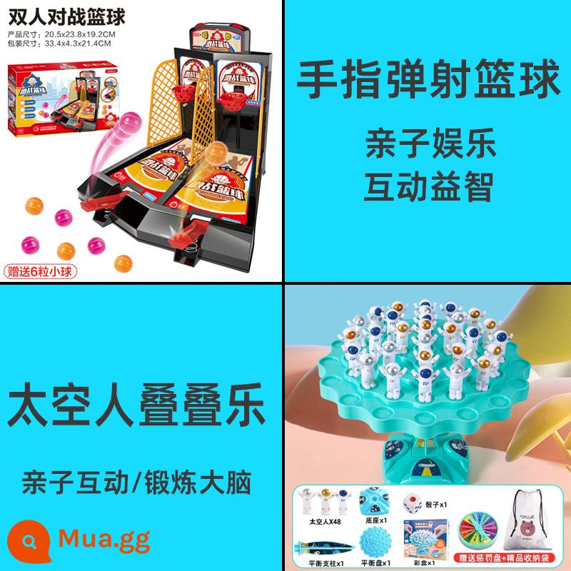 Câu đố dành cho trẻ em cân bằng phi hành gia board game Jenga đồ chơi tương tác giữa cha mẹ và con cái để bàn trận chiến tập trung đôi - Màu tím