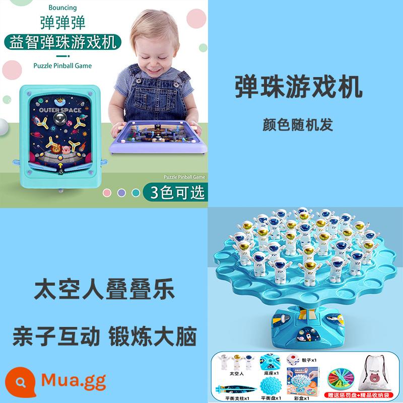 Câu đố dành cho trẻ em cân bằng phi hành gia board game Jenga đồ chơi tương tác giữa cha mẹ và con cái để bàn trận chiến tập trung đôi - Trạm vũ trụ cân bằng + máy chơi pinball [2 sự kết hợp tiết kiệm chi phí hơn]