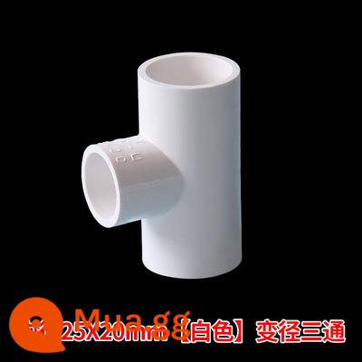 32 40 50 63 75 90PVC tee thu nhỏ UPVC giảm tee doanh nhựa chuyển đổi kích thước tee - 25*20mm--trắng