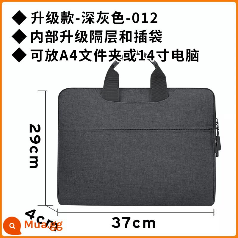 Túi xách nam công sở công suất lớn túi đựng tài liệu thông tin túi hội nghị vải Oxford thường cặp tùy chỉnh LOGO - Nâng cấp màu xám đậm 012-có thể chứa máy tính 14 inch