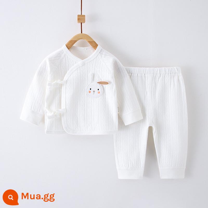 Quần áo trẻ sơ sinh, quần áo sư, bộ áo và quần lót cotton nguyên chất mùa thu đông 3 bộ áo và quần lót cho bé sơ sinh loại A - Jacquard trắng (có thể mở được) cotton nguyên chất không xương