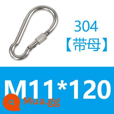 Carabiner thép không gỉ 304 khóa treo nhanh chóng mở vòng khóa bảo hiểm an toàn khóa kết nối khóa bầu khóa xích chó khóa - Đen [với mẹ]304 M11