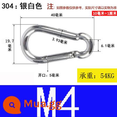 Carabiner thép không gỉ 304 khóa treo nhanh chóng mở vòng khóa bảo hiểm an toàn khóa kết nối khóa bầu khóa xích chó khóa - Thép không gỉ 304 M4*40 (gói 3)