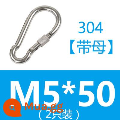 Carabiner thép không gỉ 304 khóa treo nhanh chóng mở vòng khóa bảo hiểm an toàn khóa kết nối khóa bầu khóa xích chó khóa - Trắng [với mẹ]304 M5