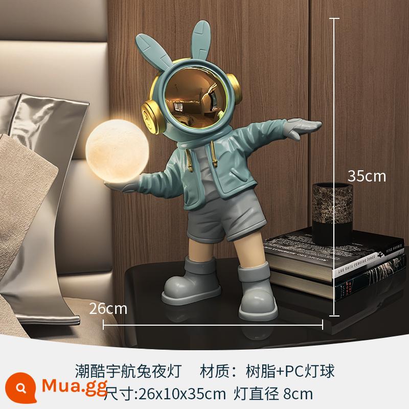 Bắc Âu Thoáng Mát Spaceman Đèn Bàn Phòng Ngủ Đầu Giường Hiên Nhà Thỏ Đèn Ngủ Phòng Trẻ Em Trang Trí Quà Tặng Sinh Nhật - Đèn ngủ hình thỏ không gian hợp thời trang lớn màu xanh lam [đèn ba tông màu | sạc riêng | công tắc cảm ứng]