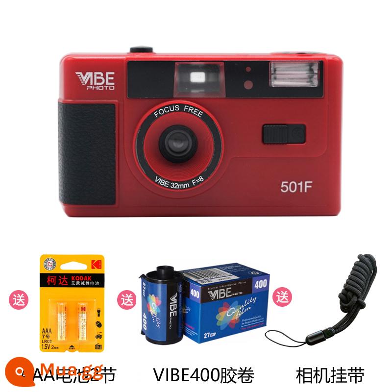 Bộ phim truyền hình mới của Yu Shuxin với cùng phong cách Máy quay phim cổ điển dùng một lần VIBE 501F của Đức 135 phim - Đỏ lửa quyến rũ + 2 pin + Phim VIBEV400 của Đức 27 tờ + băng treo