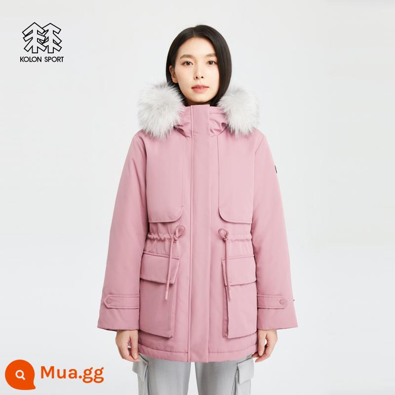 KOLON SPORT Kolon Down Jacket Áo khoác ngoài trời chống thấm nước lớn cho nữ Áo khoác ngỗng chống gió và thoáng khí - DP hồng đậm