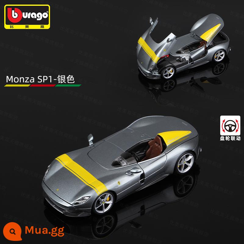 Bimeigao Tỉ Lệ 1:24 Ferrari Mới Phối Màu SF90 Xe Thể Thao Mô Hình Mô Phỏng Hợp Kim Đồ Chơi Bé Trai Bộ Sưu Tập Quà Tặng - 1:24 Ferrari Monza Sp1 - Bạc