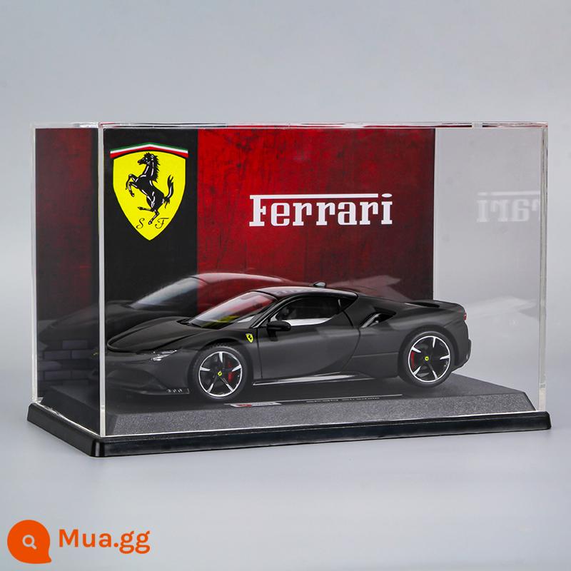 Bimeigao Tỉ Lệ 1:24 Ferrari Mới Phối Màu SF90 Xe Thể Thao Mô Hình Mô Phỏng Hợp Kim Đồ Chơi Bé Trai Bộ Sưu Tập Quà Tặng - 1:24 Ferrari SF90 đen + che bụi nền