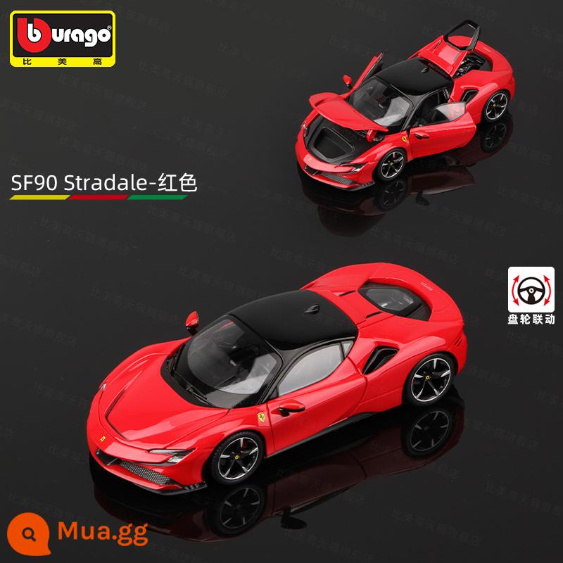 Bimeigao Tỉ Lệ 1:24 Ferrari Mới Phối Màu SF90 Xe Thể Thao Mô Hình Mô Phỏng Hợp Kim Đồ Chơi Bé Trai Bộ Sưu Tập Quà Tặng - 1:24 Ferrari SF90 màu đỏ (chức năng mở bốn cửa)