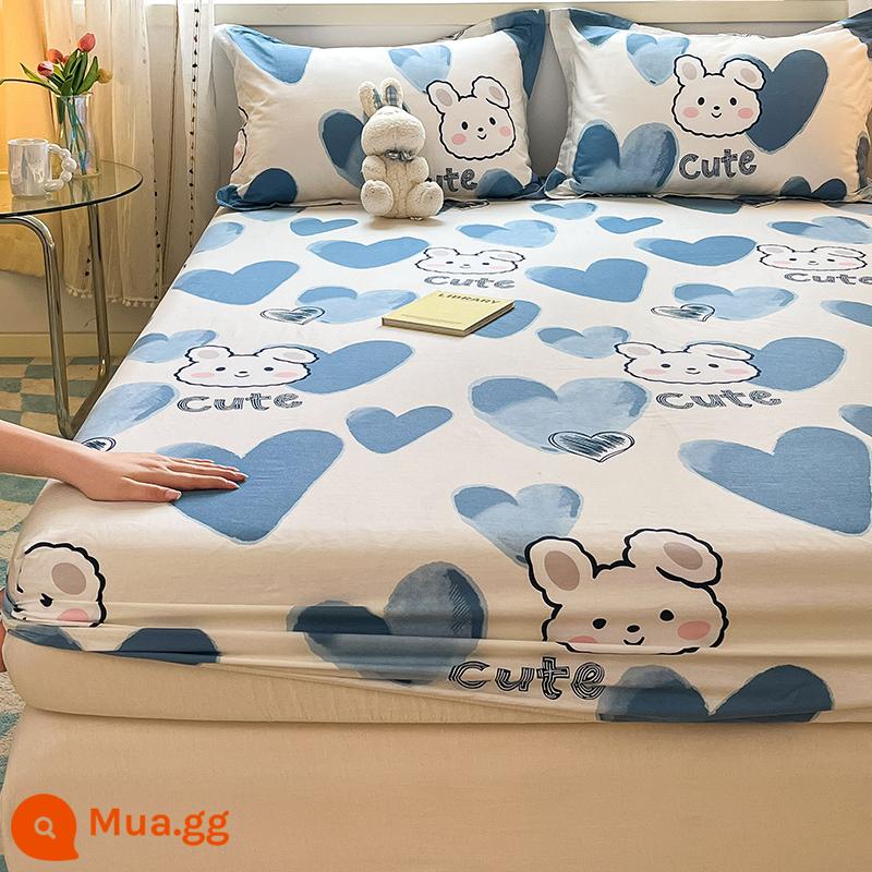 2023 cotton mới được trang bị ga trải giường một mảnh chống trượt 100 bộ ga trải giường bằng cotton nguyên chất cho trẻ em bao gồm tấm bảo vệ - Thỏ Benny