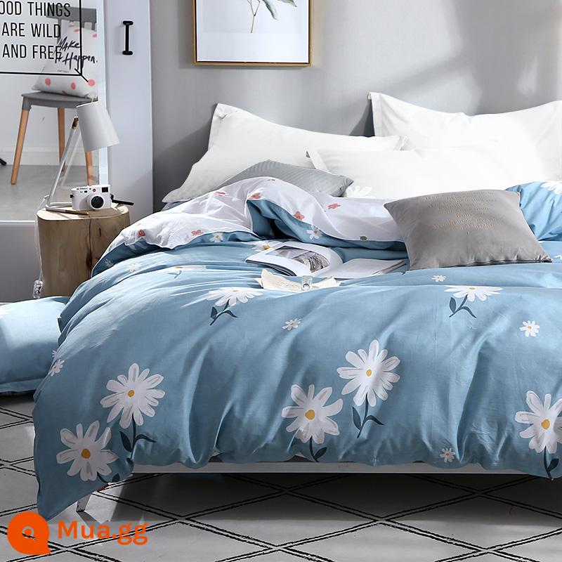 Vỏ chăn bông nguyên chất một mảnh dày đơn và đôi 100 cotton hoa chăn trẻ em 150x200 chăn đơn ký túc xá sinh viên - hoa cúc