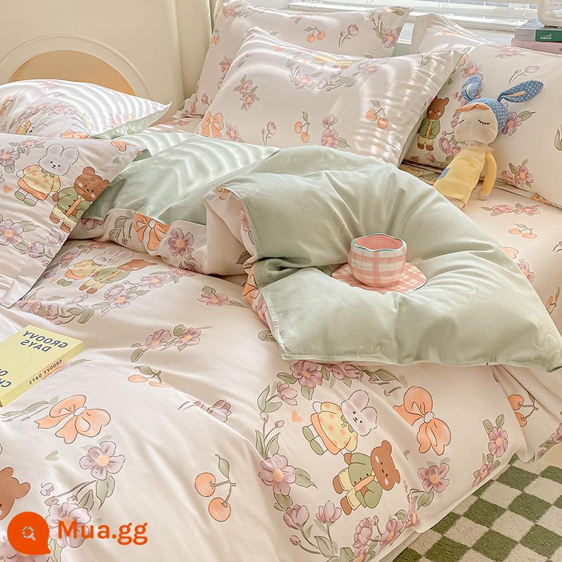 Vỏ chăn đơn mảnh bông nguyên chất 100 cotton ký túc xá vỏ chăn đơn 150x200 mùa đông dày chăn đơn sinh viên đơn nam - Menglian丨Bông nguyên chất tốt cho sức khỏe hơn