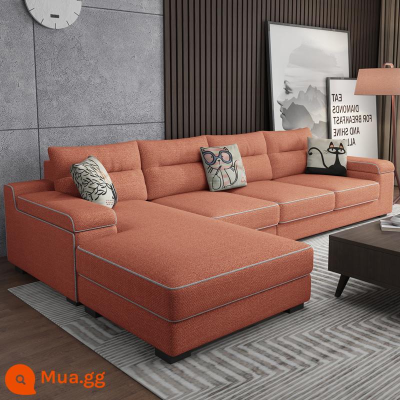 Người nổi tiếng Internet Bắc Âu sofa vải phòng khách gói kết hợp hiện đại tối giản kích thước căn hộ cao su công nghệ sofa vải - Cam cam-bông và vải lanh