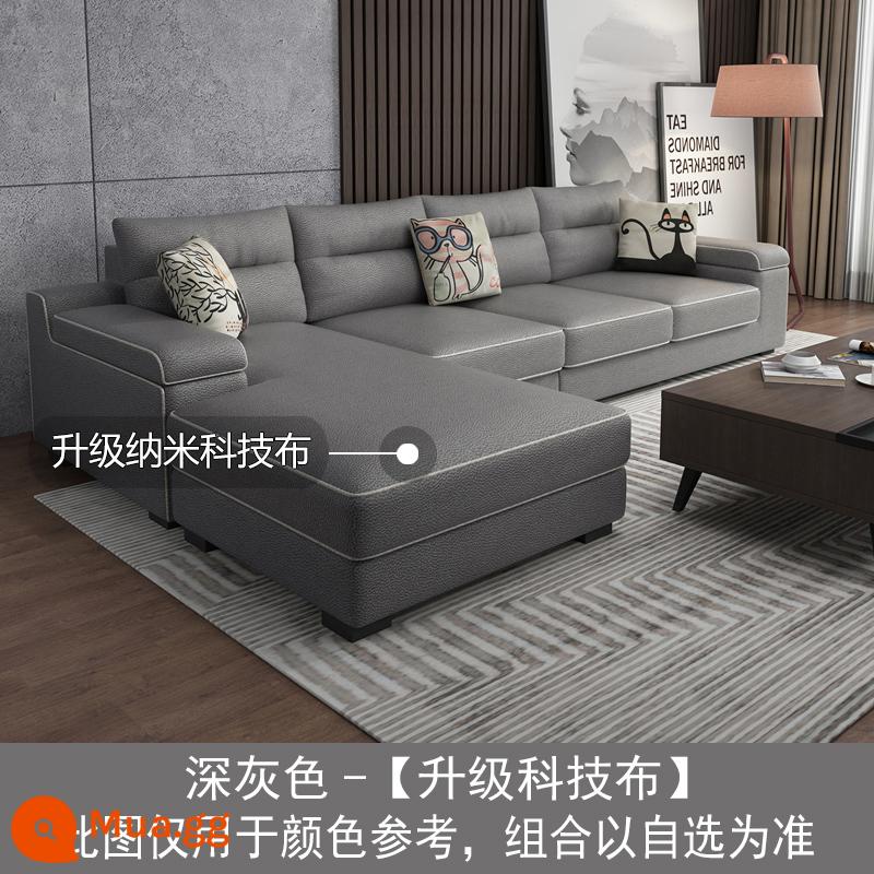 Người nổi tiếng Internet Bắc Âu sofa vải phòng khách gói kết hợp hiện đại tối giản kích thước căn hộ cao su công nghệ sofa vải - Xám đậm-[Vải công nghệ nano nâng cấp]