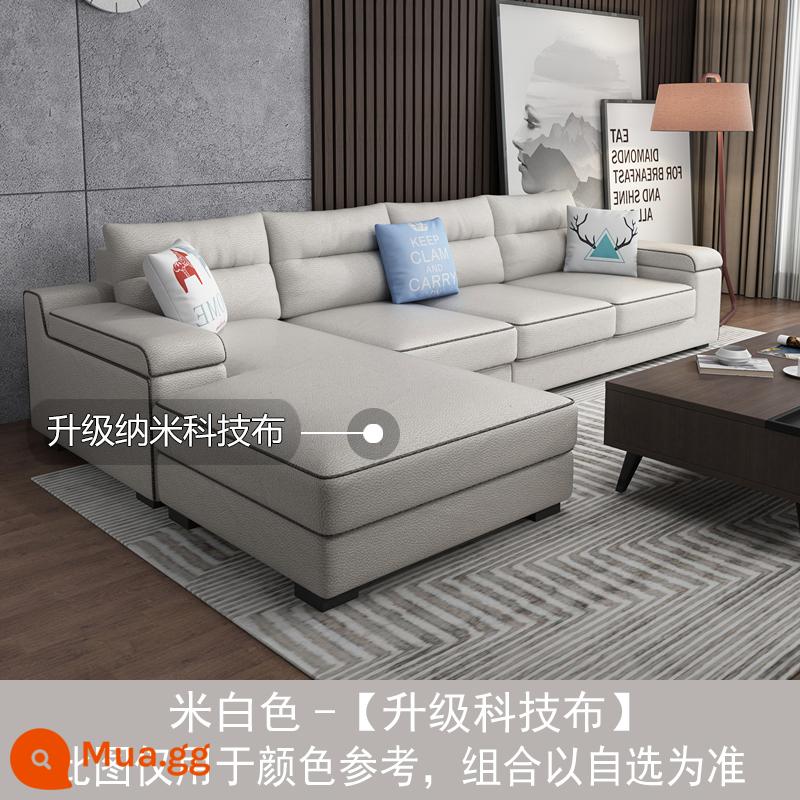 Người nổi tiếng Internet Bắc Âu sofa vải phòng khách gói kết hợp hiện đại tối giản kích thước căn hộ cao su công nghệ sofa vải - Màu trắng nhạt-[Vải công nghệ nano nâng cấp]