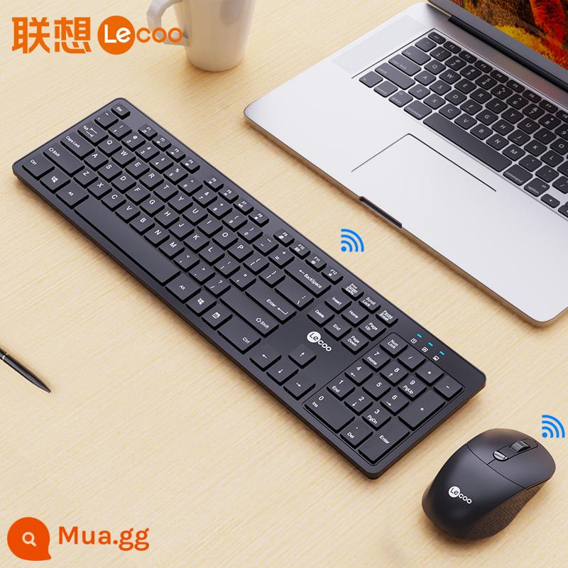 Bộ bàn phím và chuột không dây Lenovo Lecoo laptop văn phòng doanh nghiệp máy tính để bàn phổ thông âm thanh nhẹ êm - KW-201 (đen)