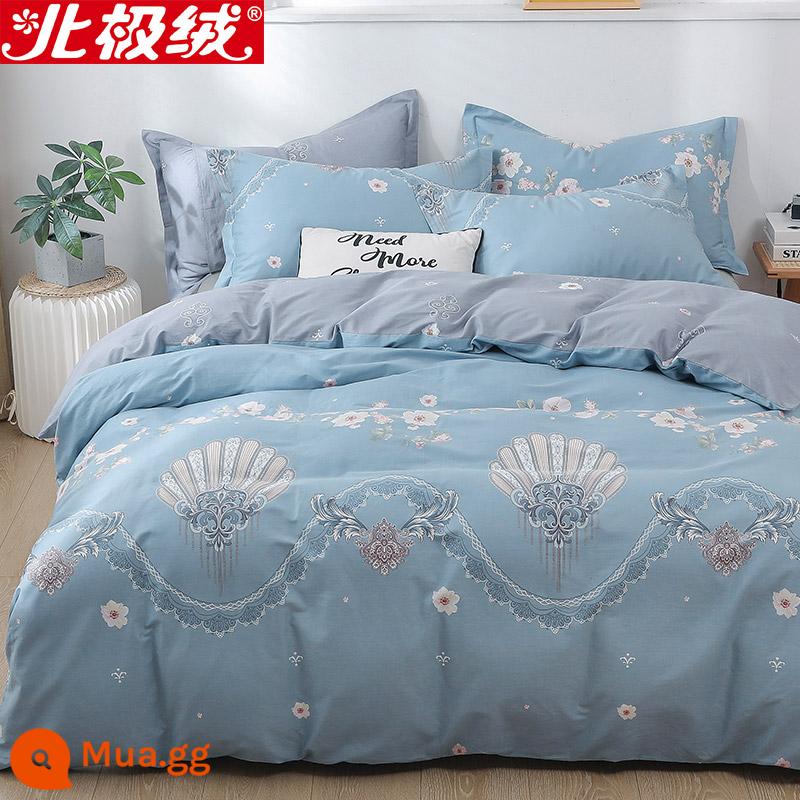 Nhung Bắc Cực Giường Bốn Bộ Cotton Nguyên Chất 100 Tờ Vỏ Chăn 3 Trang Bị Tấm Đơn Giản Chăn Ga Gối Mùa Đông 4 - Gedi-lan