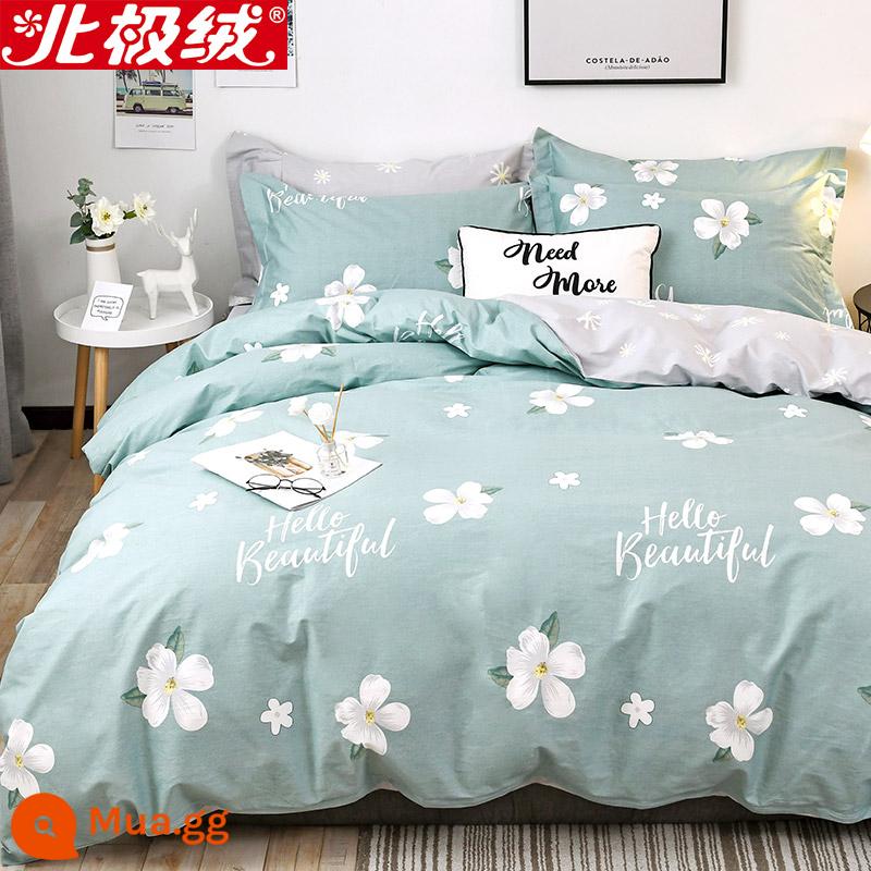 Nhung Bắc Cực Giường Bốn Bộ Cotton Nguyên Chất 100 Tờ Vỏ Chăn 3 Trang Bị Tấm Đơn Giản Chăn Ga Gối Mùa Đông 4 - Khát khao em