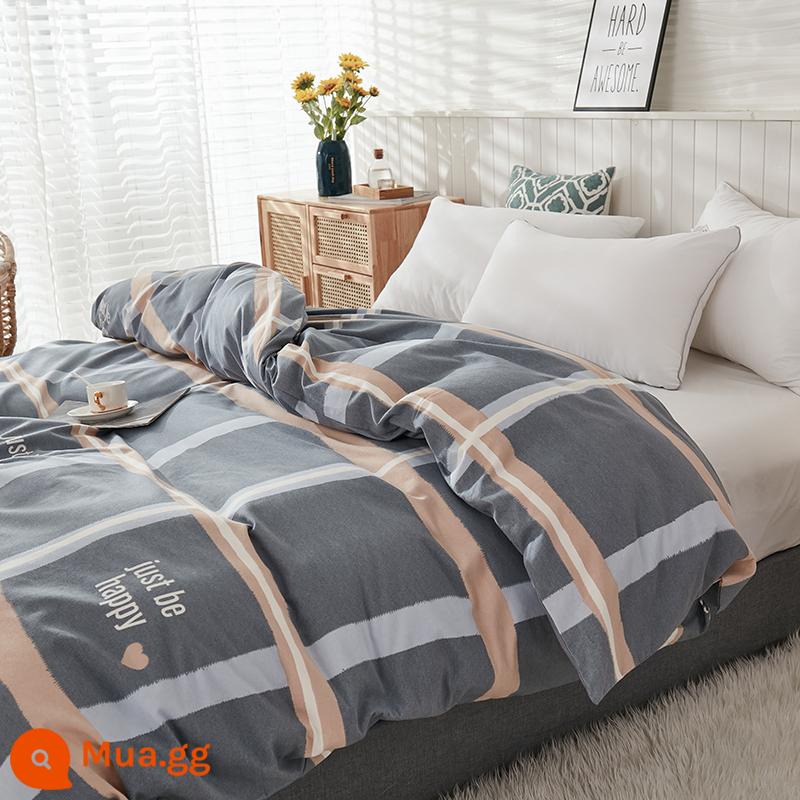 Ins gió cotton nguyên chất chải vỏ chăn đơn 150x200 cotton 100 vỏ chăn đơn đôi 1.8m2.0m bộ 4 món - cuộc gặp gỡ đầu tiên