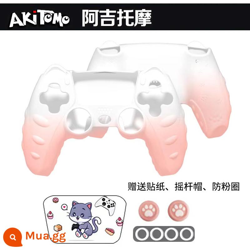 Bao silicon bảo vệ tay cầm PS5 chính hãng Bao silicon bảo vệ tay cầm PS5 Bao bảo vệ tay cầm chơi game PS5 Vỏ mềm chống trượt - Vỏ bọc bộ điều khiển Ajitomo PS5 bột chuyển màu hoạt hình thế hệ thứ 2 có nhãn dán + nắp rocker + vòng chống mài mòn