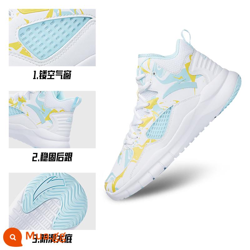 Giày bóng rổ Anta nam da mùa đông KT sneakers nam hàng đầu chính thức giày chiến đấu đích thực giày thể thao nam - Anta Trắng/Xanh Sông Băng (112221632S-3)