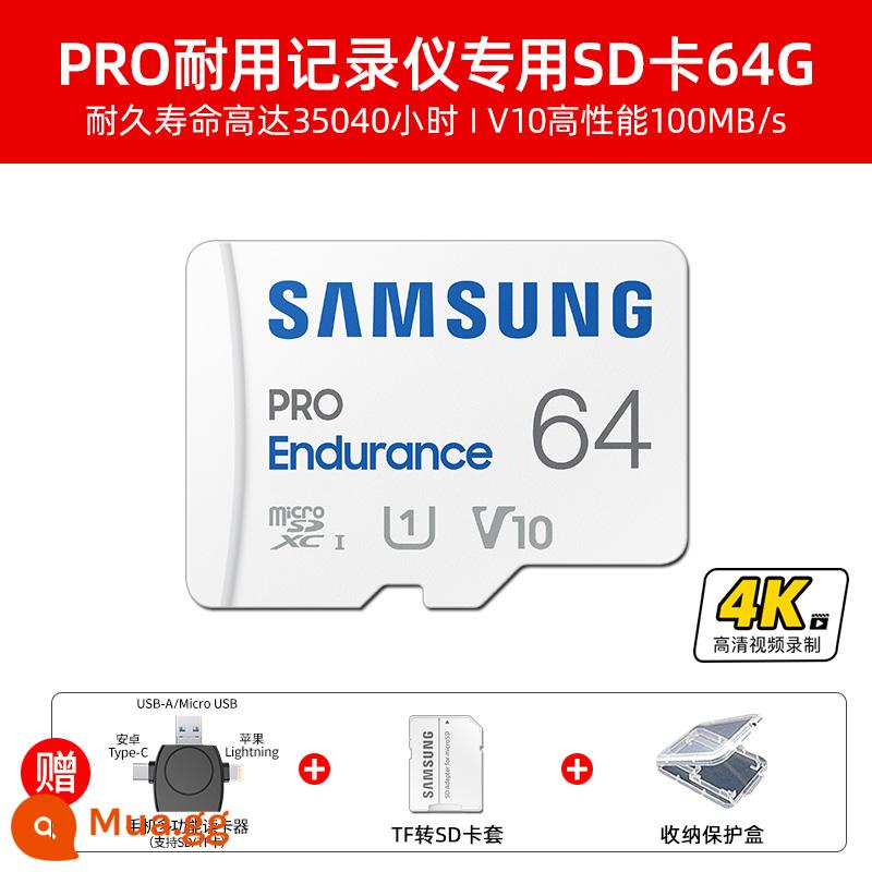 Thẻ nhớ Samsung 64g lưu trữ tốc độ cao thẻ micro sd giám sát video ống kính chụp ảnh lái xe đầu ghi thẻ tf - Đầu đọc thẻ đa chức năng di động PRO Endurance 64G+