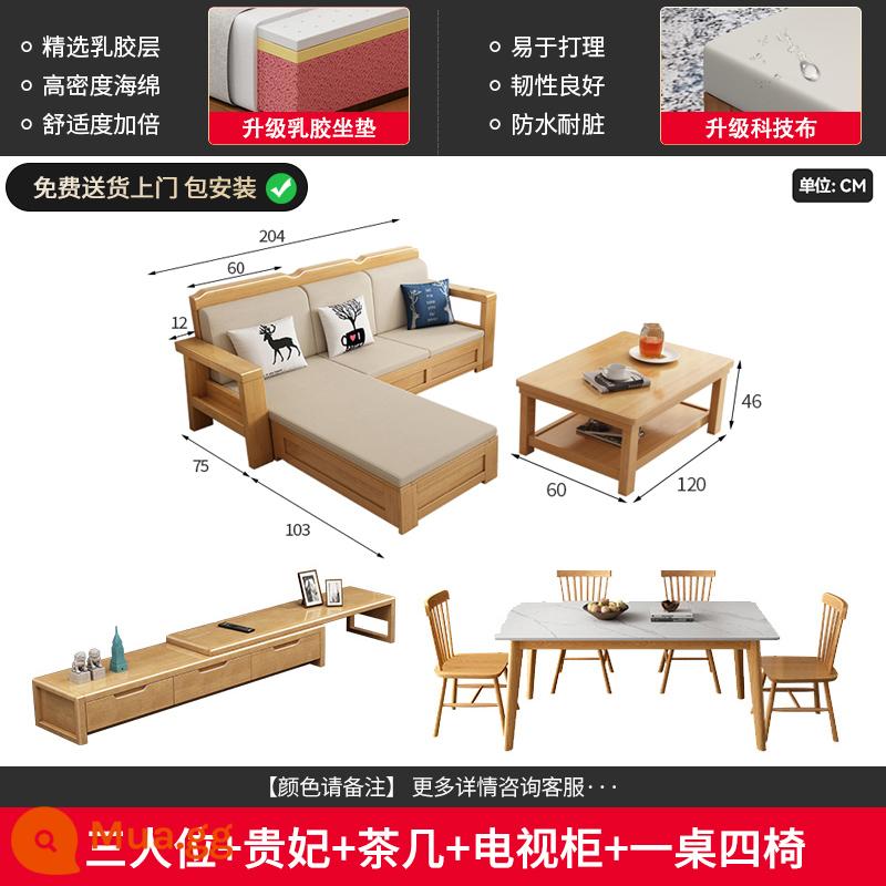 Yamajia hiện đại đơn giản sofa Bắc Âu kết hợp đơn vị nhỏ Phòng khách Phòng khách Trung Quốc Kho lưu trữ mùa đông mùa đông - Ba người + phi tần + bàn cà phê + tủ tivi + một bàn bốn ghế