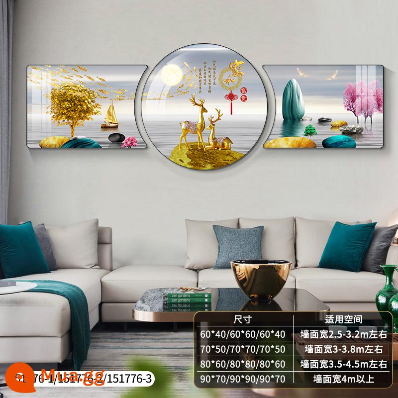 Ánh sáng hiện đại sang trọng phòng khách bức tranh trang trí ngụ ý nền sofa tốt bức tranh treo tường bức tranh tường khí quyển cao cấp bộ ba mới - Hươu vàng