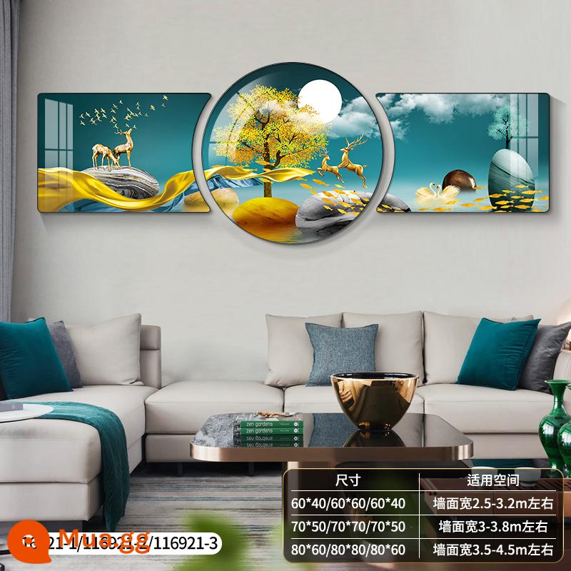 Ánh sáng hiện đại sang trọng phòng khách bức tranh trang trí ngụ ý nền sofa tốt bức tranh treo tường bức tranh tường khí quyển cao cấp bộ ba mới - May mắn và may mắn