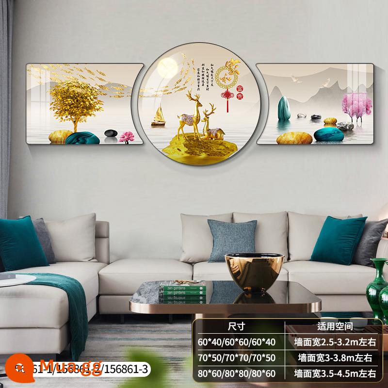 Ánh sáng hiện đại sang trọng phòng khách bức tranh trang trí ngụ ý nền sofa tốt bức tranh treo tường bức tranh tường khí quyển cao cấp bộ ba mới - Fulu Shuangzhi [Bảo hiểm vận chuyển hàng hóa sẽ được cung cấp khi đặt hàng]