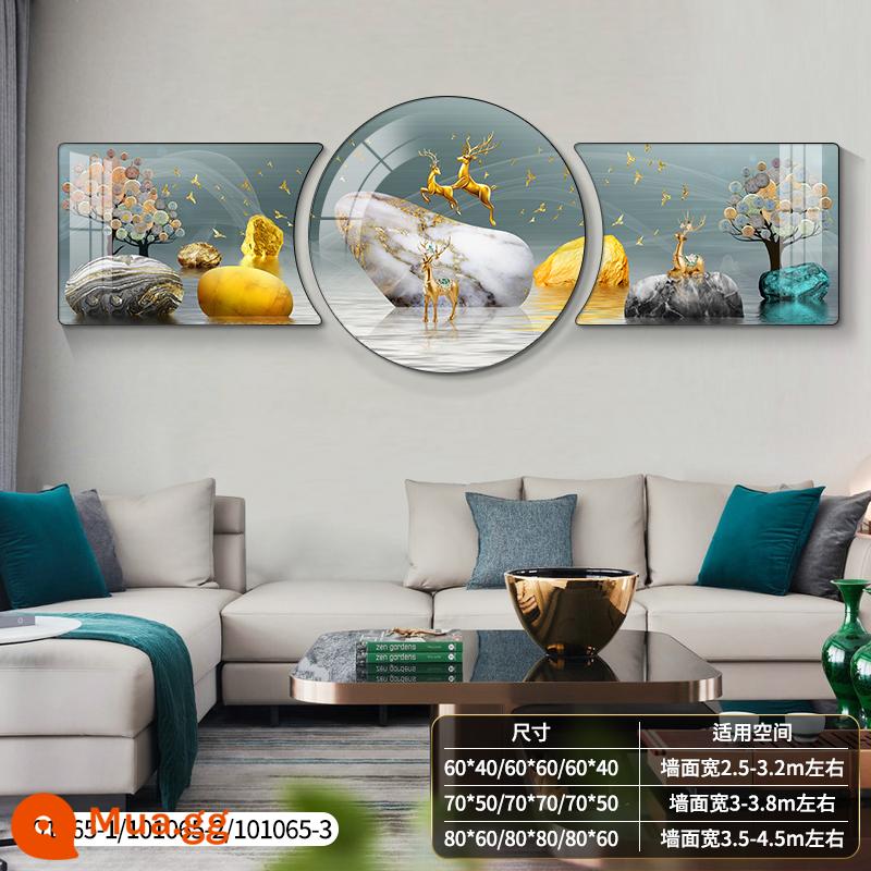 Ánh sáng hiện đại sang trọng phòng khách bức tranh trang trí ngụ ý nền sofa tốt bức tranh treo tường bức tranh tường khí quyển cao cấp bộ ba mới - Đá để chạy