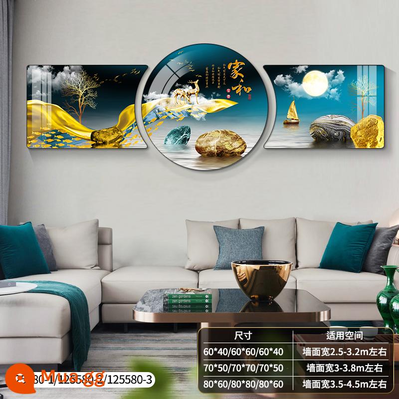 Ánh sáng hiện đại sang trọng phòng khách bức tranh trang trí ngụ ý nền sofa tốt bức tranh treo tường bức tranh tường khí quyển cao cấp bộ ba mới - Hươu may mắn đang ở bên bạn