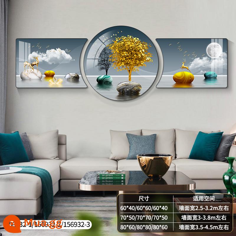 Ánh sáng hiện đại sang trọng phòng khách bức tranh trang trí ngụ ý nền sofa tốt bức tranh treo tường bức tranh tường khí quyển cao cấp bộ ba mới - Fulu đồng hành