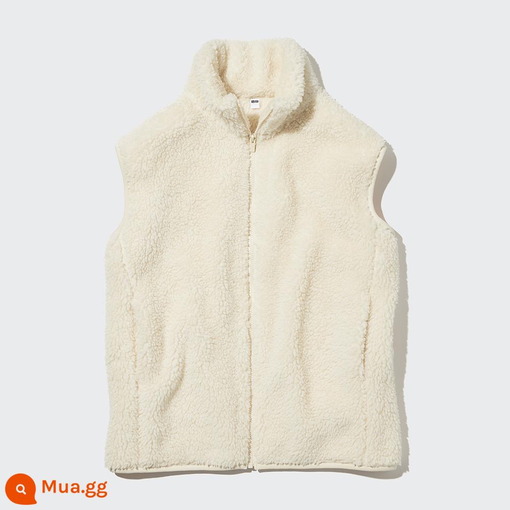 Áo vest nữ Uniqlo giả sherpa cực lông cừu (áo vest dáng rộng 2023 phong cách mới thu đông) 461913 - 01 màu trắng sữa