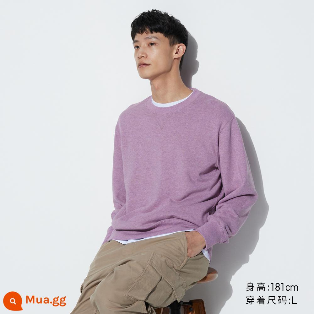 Uniqlo Cặp Đôi Nam Nữ Dày Áo Thun Dài Tay Áo Màu Xám Phong Cách 24 Phong Cách Mới 465199 - 71 xanh tím nhạt