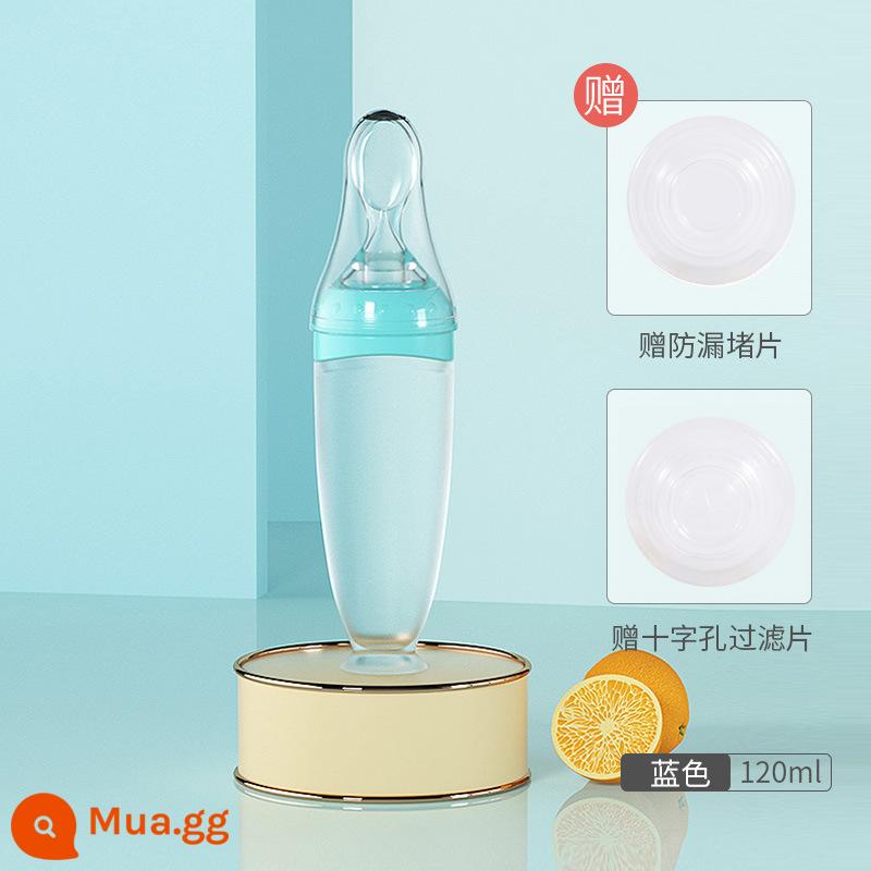 Muỗng Ăn Cho Bé Silicone Mềm Muỗng Cơm Thìa Dán Bình Bóp Cho Bé Bột Ăn Không Chủ Lực Thực Phẩm Dụng Cụ Hiện Vật - Blue❤Cân tiêu chuẩn tích hợp để cho ăn tinh tế