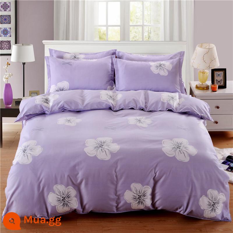 Vỏ chăn đơn mảnh cotton 100 ký túc xá sinh viên đơn 150x200x230 ga trải giường vỏ chăn 2 mảnh 220x240 - Tím, tâm trạng mùa xuân ảm đạm