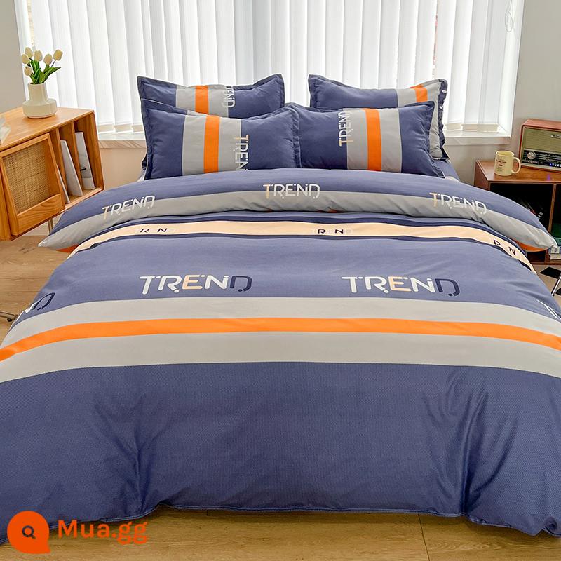 Vỏ chăn đơn mảnh cotton 100 ký túc xá sinh viên đơn 150x200x230 ga trải giường vỏ chăn 2 mảnh 220x240 - Thành phố màu xanh hải quân của thời gian