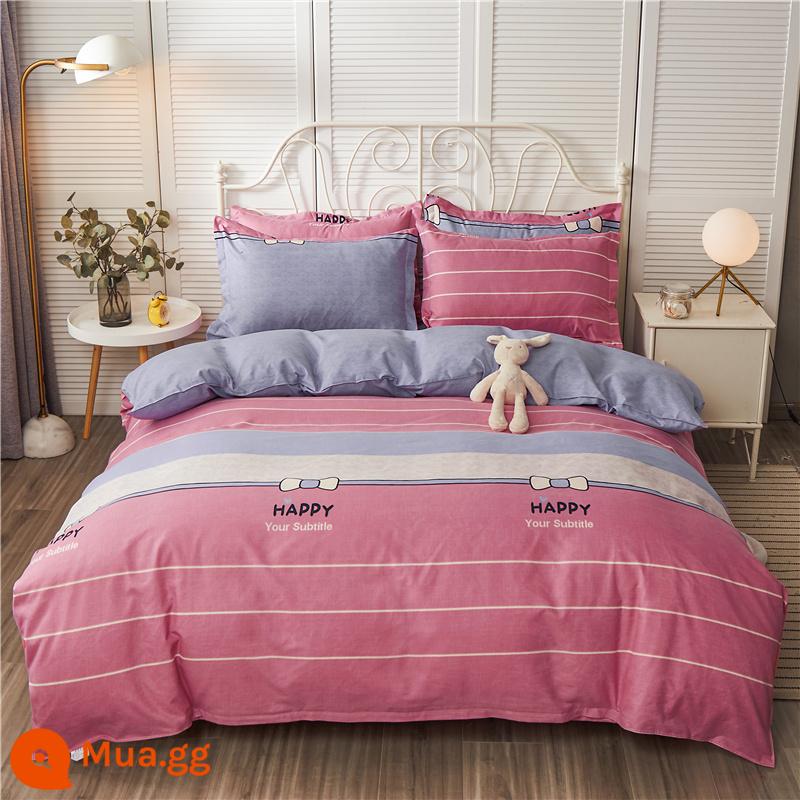 Vỏ chăn đơn mảnh cotton 100 ký túc xá sinh viên đơn 150x200x230 ga trải giường vỏ chăn 2 mảnh 220x240 - Không gian hạnh phúc màu đỏ tía