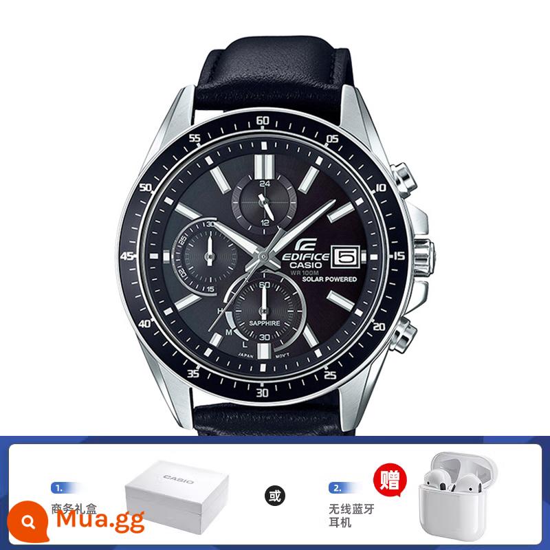 Đồng hồ CASIO nam trái tim thép năng lượng mặt trời Đồng hồ doanh nhân dây thép không gỉ EFS-S570YDC-1A - 19.EFS-S510L-1AVUPR đi kèm hộp quà tặng doanh nghiệp hoặc tai nghe Bluetooth không dây