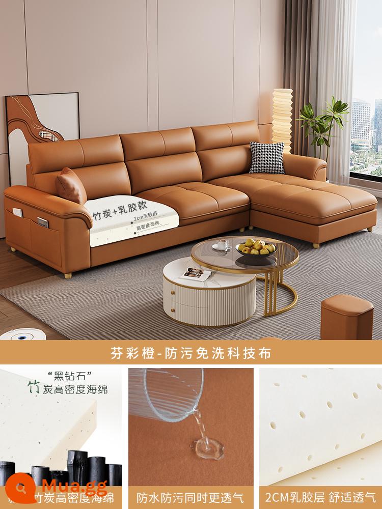 Sofa phòng khách 2023 căn hộ nhỏ mới công nghệ mèo xước vải đơn giản hiện đại ánh sáng sang trọng Bàn ghế thẳng 34 chỗ - Vải kỹ thuật màu cam Fencai [kiểu cao su]