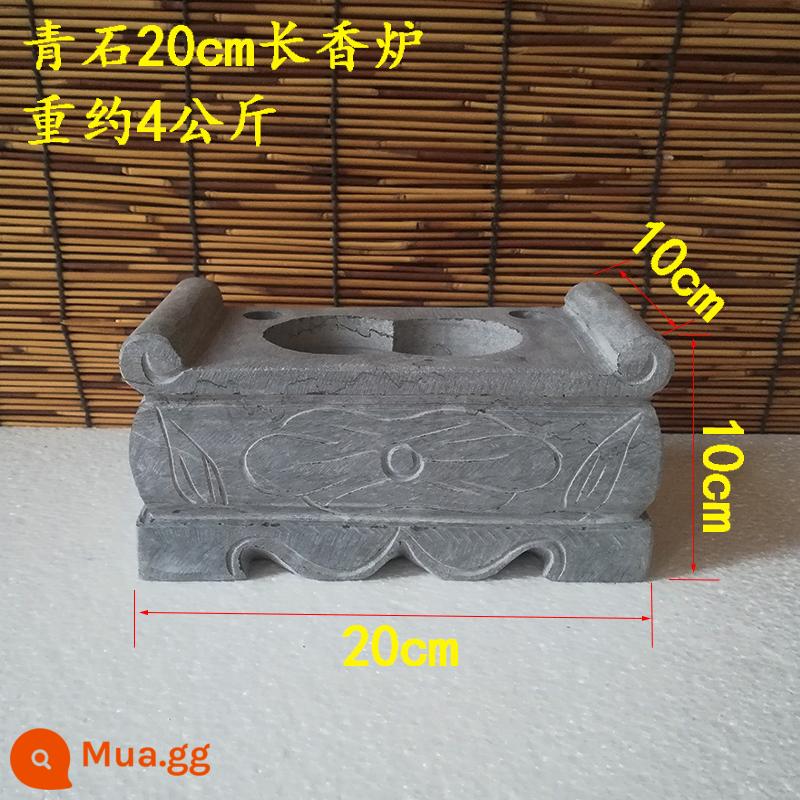 Đá Bếp Hương Đá Tự Nhiên Đá Hanbaiyu Đá Cẩm Thạch Bluestone Khắc Nghĩa Trang Hy Sinh Thờ Chân Nến Bình Hoa Sư Tử - Lư hương hình chữ nhật bằng đá xanh 20cm có cát tự do