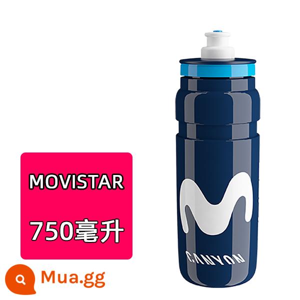 Ý ELITE đội phiên bản bình nước xe đạp đường xe đạp đi xe cốc nước thể thao bình nước chạy bộ - FLY MOVISTAR miệng trắng xanh đậm "750ML"