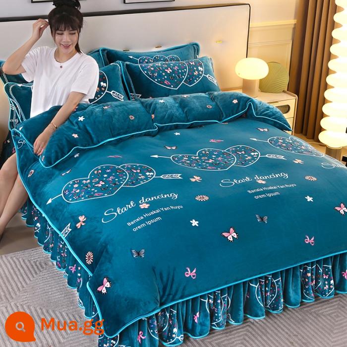 Váy nhung nhung dày Velvet Velvet Velvet Velvet đôi được đặt với Fanri Velvet và Velvet Winter Bedding - tập tin đính kèm tình yêu bạc p