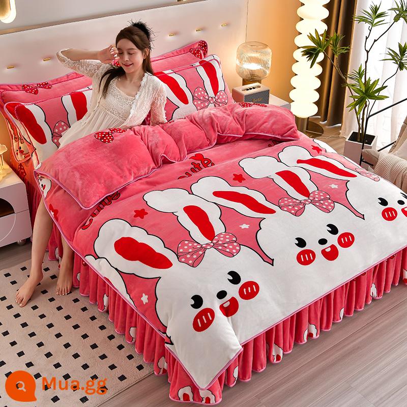 Váy nhung nhung dày Velvet Velvet Velvet Velvet đôi được đặt với Fanri Velvet và Velvet Winter Bedding - Chú thỏ dễ thương b