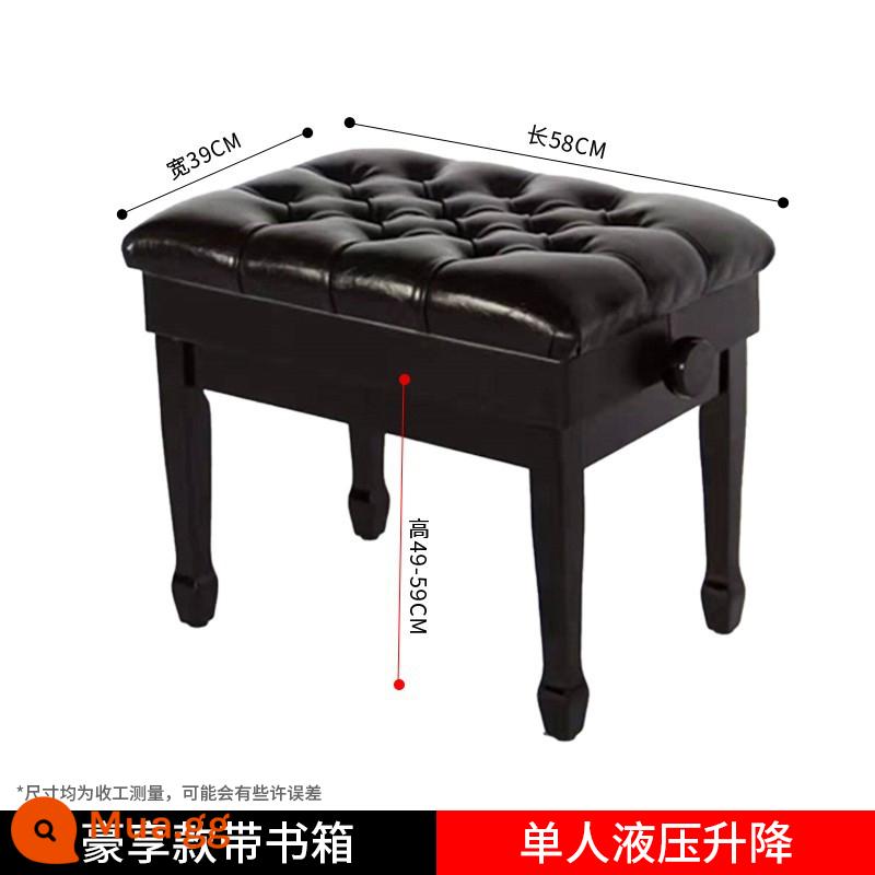 Piano Stool Dermis Thang máy Thang máy đơn Single Solid Wood Baked Paint - [Mẫu cao cấp] Thang máy thủy lực đơn có hộp đựng sách [chân móng ngựa]