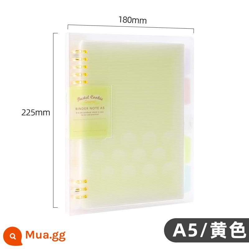 Cửa hàng hàng đầu chính thức kokuyo danh tiếng quốc gia Nhật Bản màu sáng bánh quy cuốn sách lá rời a4 sổ tay có thể tháo rời vỏ b5 nhẹ và đơn giản chất kết dính lõi dung lượng lớn a5 tách trang cuốn sách cuộn - [Màu sáng dịu nhẹ] A5 màu vàng