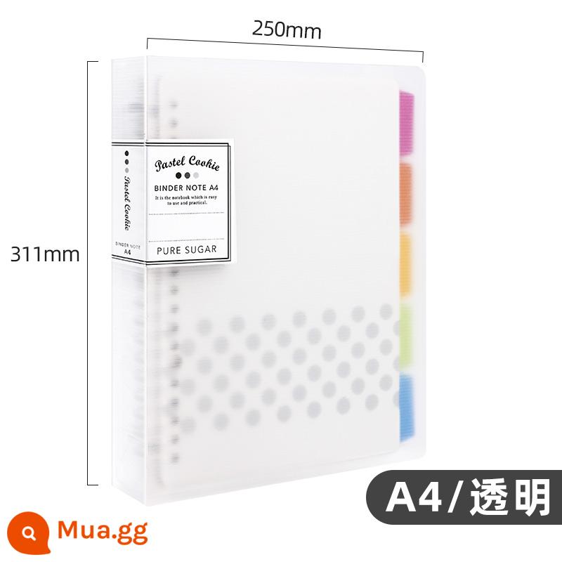 Cửa hàng hàng đầu chính thức kokuyo danh tiếng quốc gia Nhật Bản màu sáng bánh quy cuốn sách lá rời a4 sổ tay có thể tháo rời vỏ b5 nhẹ và đơn giản chất kết dính lõi dung lượng lớn a5 tách trang cuốn sách cuộn - [Bánh quy màu nhạt] A4 trong suốt