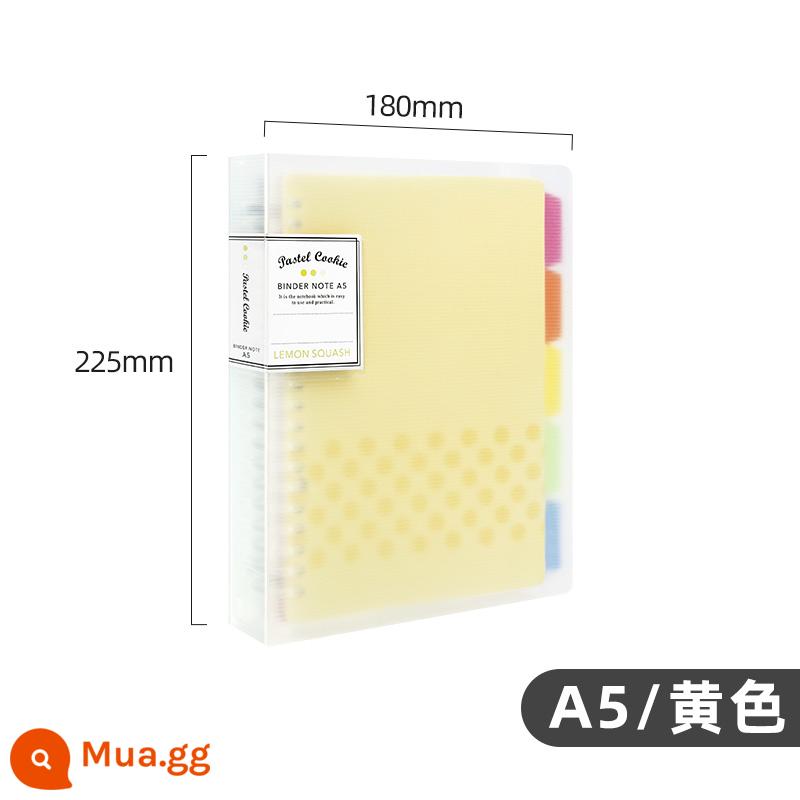 Cửa hàng hàng đầu chính thức kokuyo danh tiếng quốc gia Nhật Bản màu sáng bánh quy cuốn sách lá rời a4 sổ tay có thể tháo rời vỏ b5 nhẹ và đơn giản chất kết dính lõi dung lượng lớn a5 tách trang cuốn sách cuộn - [Bánh quy màu nhạt] A5 màu vàng